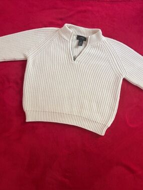 Ralph Lauren Cream Ribbed Half-Zip Sweater